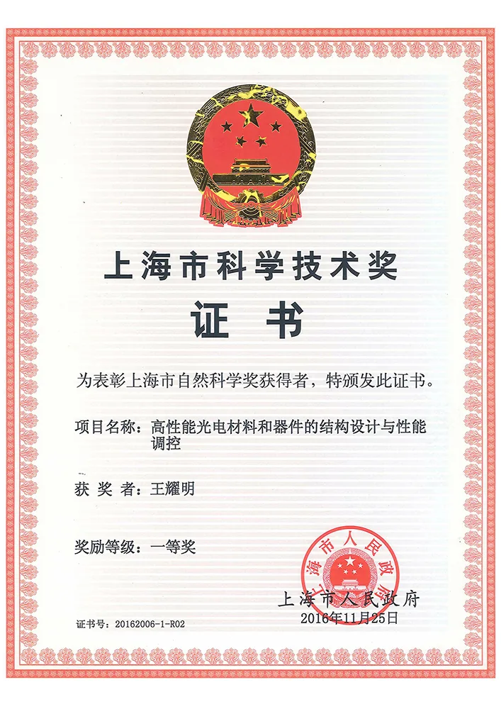First-Class Shanghai Natural Science Award